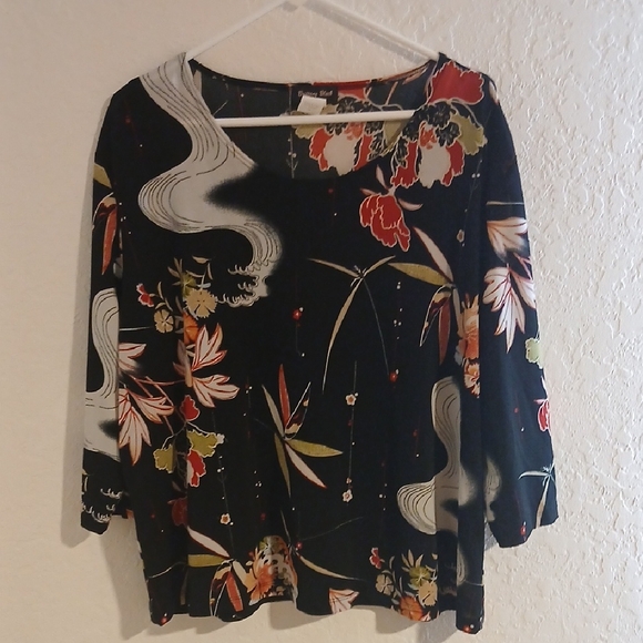 Brittany Black Tops - Brittany Black Multicolor Floral Blouse 3X